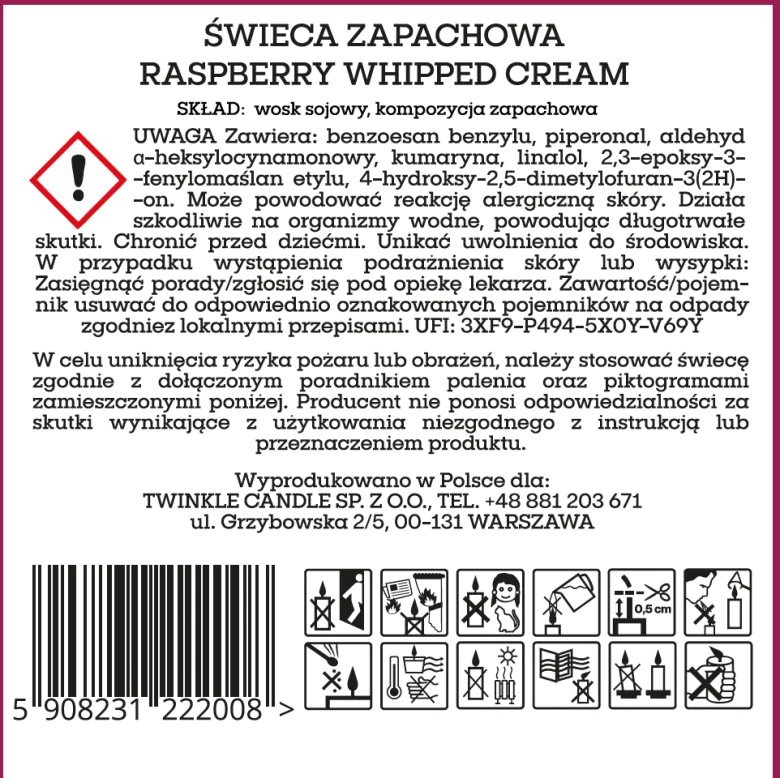 Świeca Raspberry Whipped Cream 170g.png